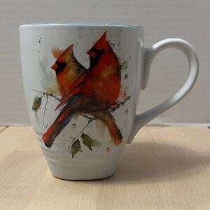Demdaco Pair of Cardinal Love Birds Oversized Ceramic Mug 14 Fl Oz Coffee Cup